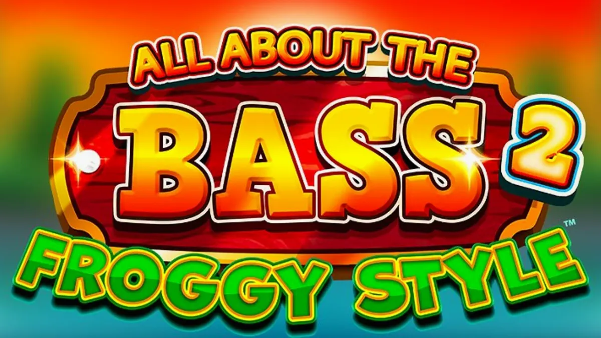 Tampilan visual slot All About the Bass 2: Froggy Style dengan tema rawa dan karakter pemancing.